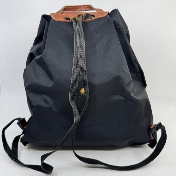 Vintage LONGCHAMP Black Nylon Backpack with w/ Drawstring - Picture 3 of 7